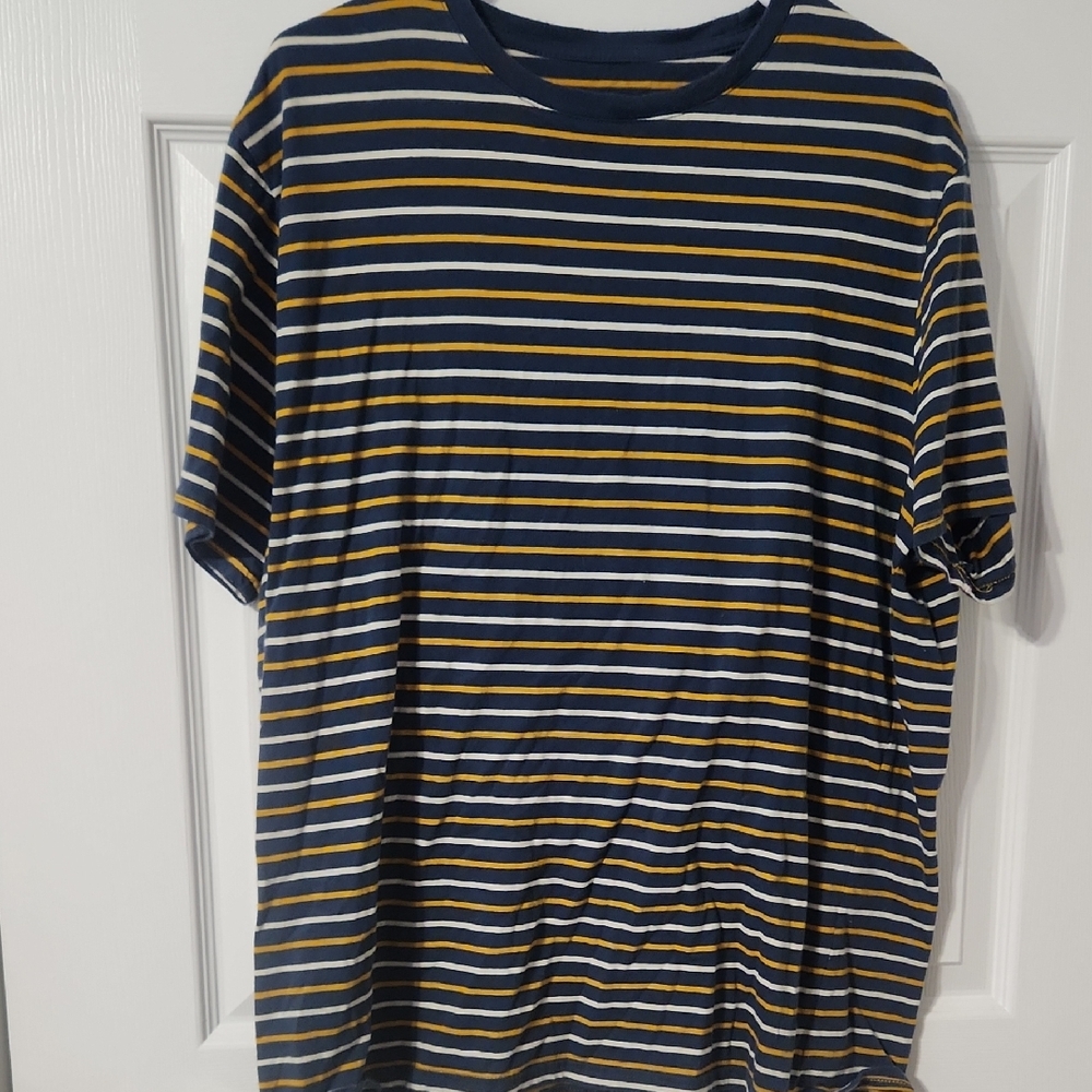 Goodfellow & Co Navy and Yellow Striped Tee